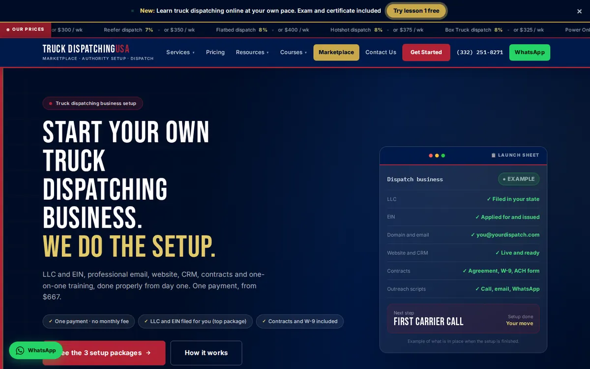 Truck Dispatching USA: dispatch, courses and business setup